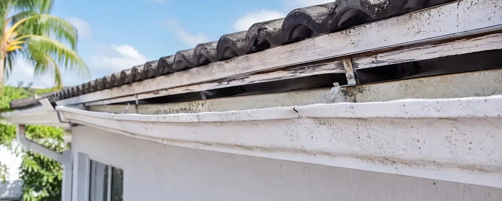 Why Do Gutters Overflow During Miami Rainstorms? Common Causes and Solutions 3 Sagging Gutter pulling away from fascia board in Miami, FL