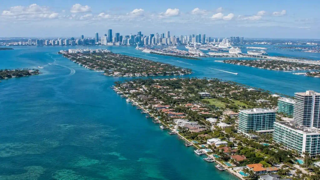 Why Miami Homes and Businesses Should Choose Eco-Friendly Pressure Washing 2 Aerial view of Biscayne Bay and Miami FL coastline with downtown skyline