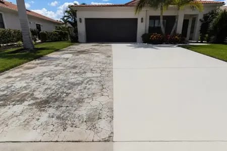 Cracked concrete driveway Miami FL before and after professional restoration